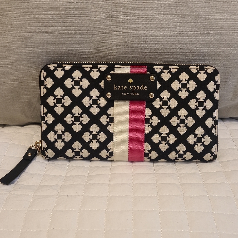 Kate Spade Black and White Wallet with Pink Accent